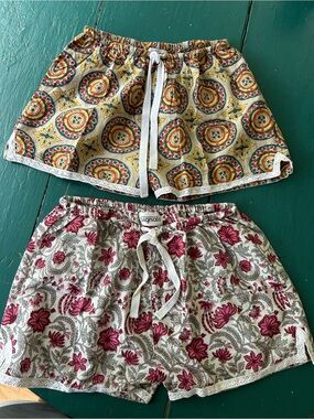 Signals Women's Floral Drawstring Lounge Shorts — Pink & Yellow Prints Size Med